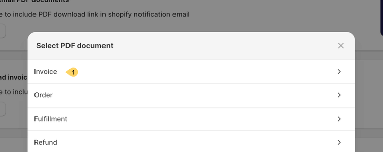 Choose PDF invoice document type