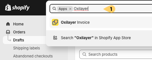 Open Oxilayer PDF Invoice Generator app in Shopify